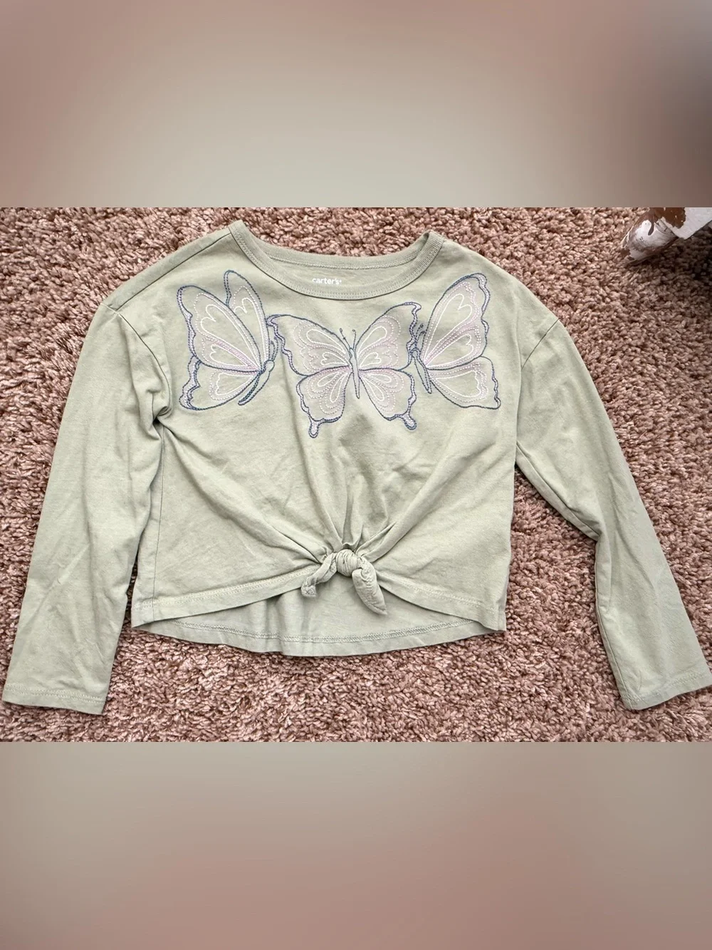 Carter’s Girls Embroidered Butterfly Tie-Front Shirt Size 6/6X